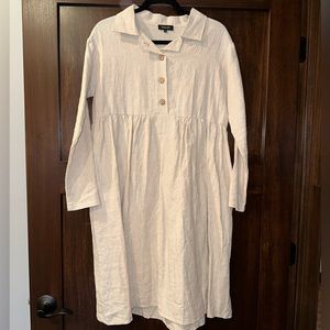 Women’s Roolee long sleeve midi linen collared dress